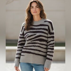 Gray and Black Striped Men's Sweater